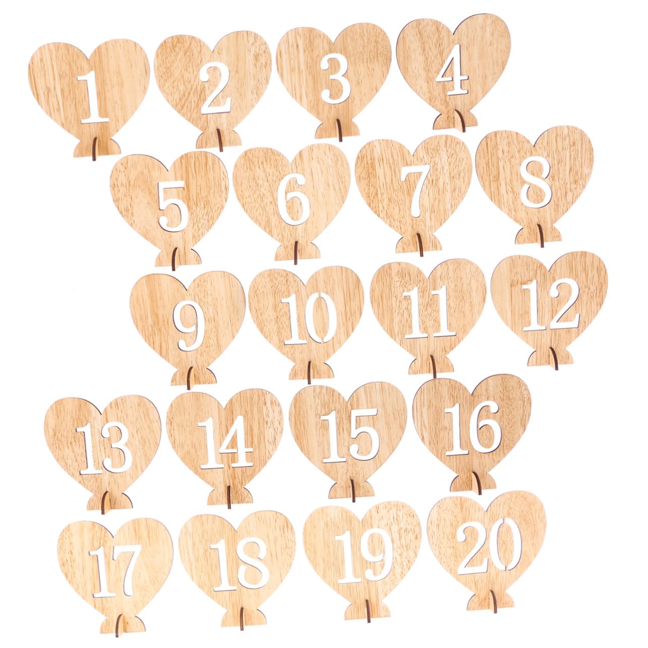 Numéros de table bois support cœur porte-nom réception mariage pas cher - 8