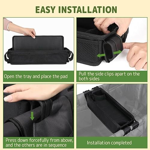 Miniatura 8 de Bandeja de aperitivos para cochecito Wonderfold W2 con portavasos antiderrames y bolsillos de malla, accesorios universales para Wonderfold W2