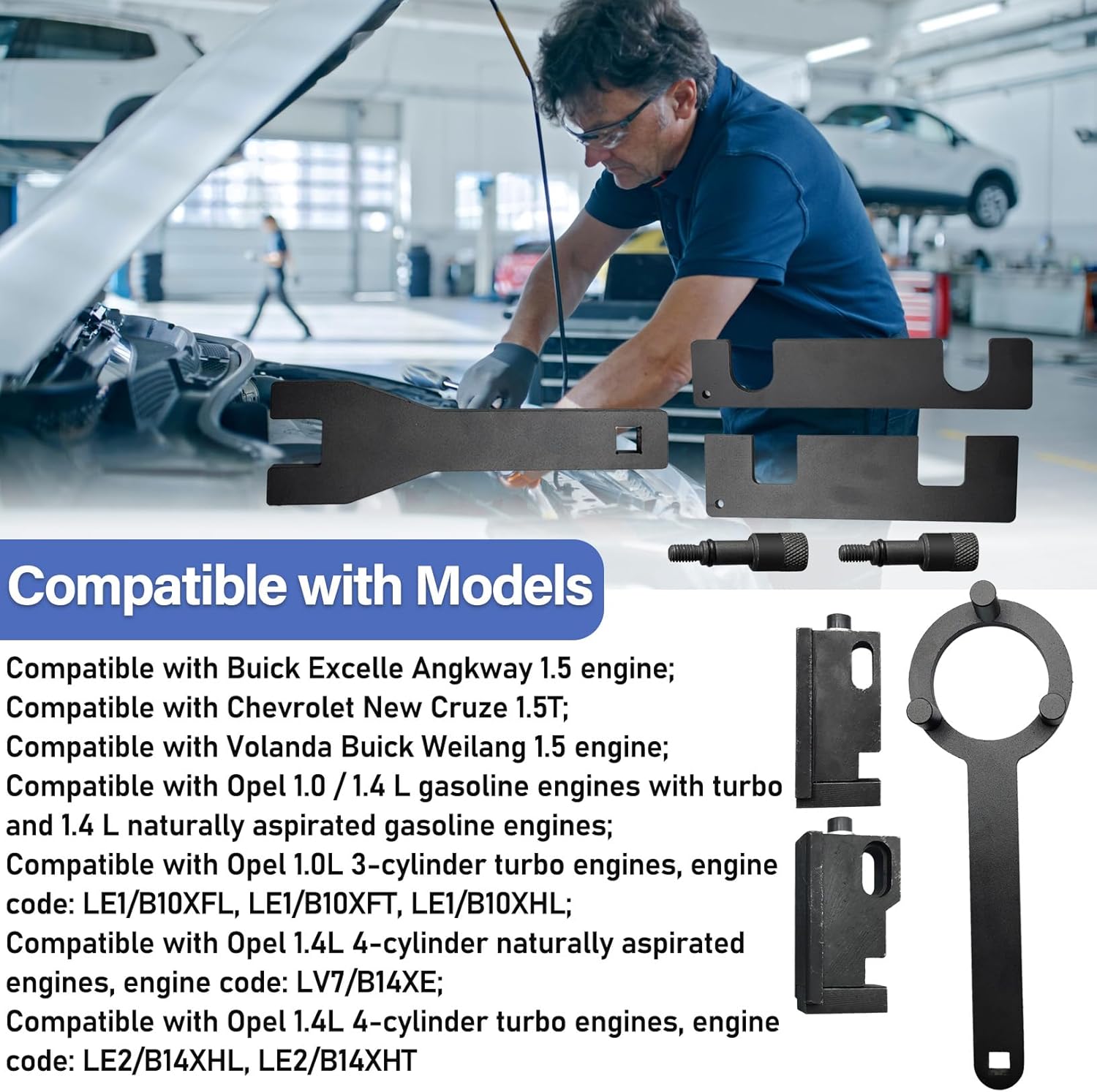 Engine Camshaft Locking Alignment Timing Tool Kit, Compatible with Buick Excelle Weilang Chevrolet Cruze Roewe RX5 1.5T,1.4,1.0 Engine Engine Timing Kit EN-51367 EN-51298 EN-51632 EN-49979