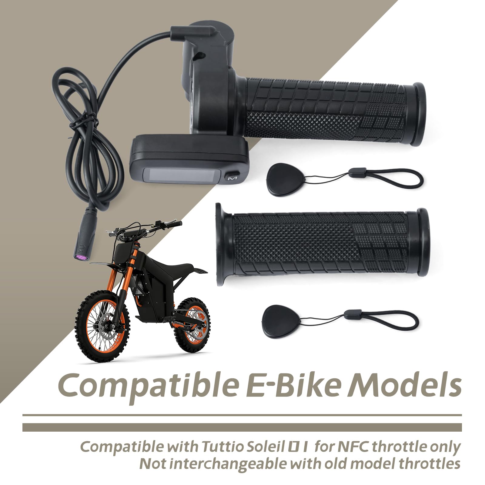 Poignée d'accélérateur 48 V pour vélo électrique tout-terrain électrique Tuttio Soleil 01 avec bouton M écran LCD, uniquement nouvelle version avec NFC