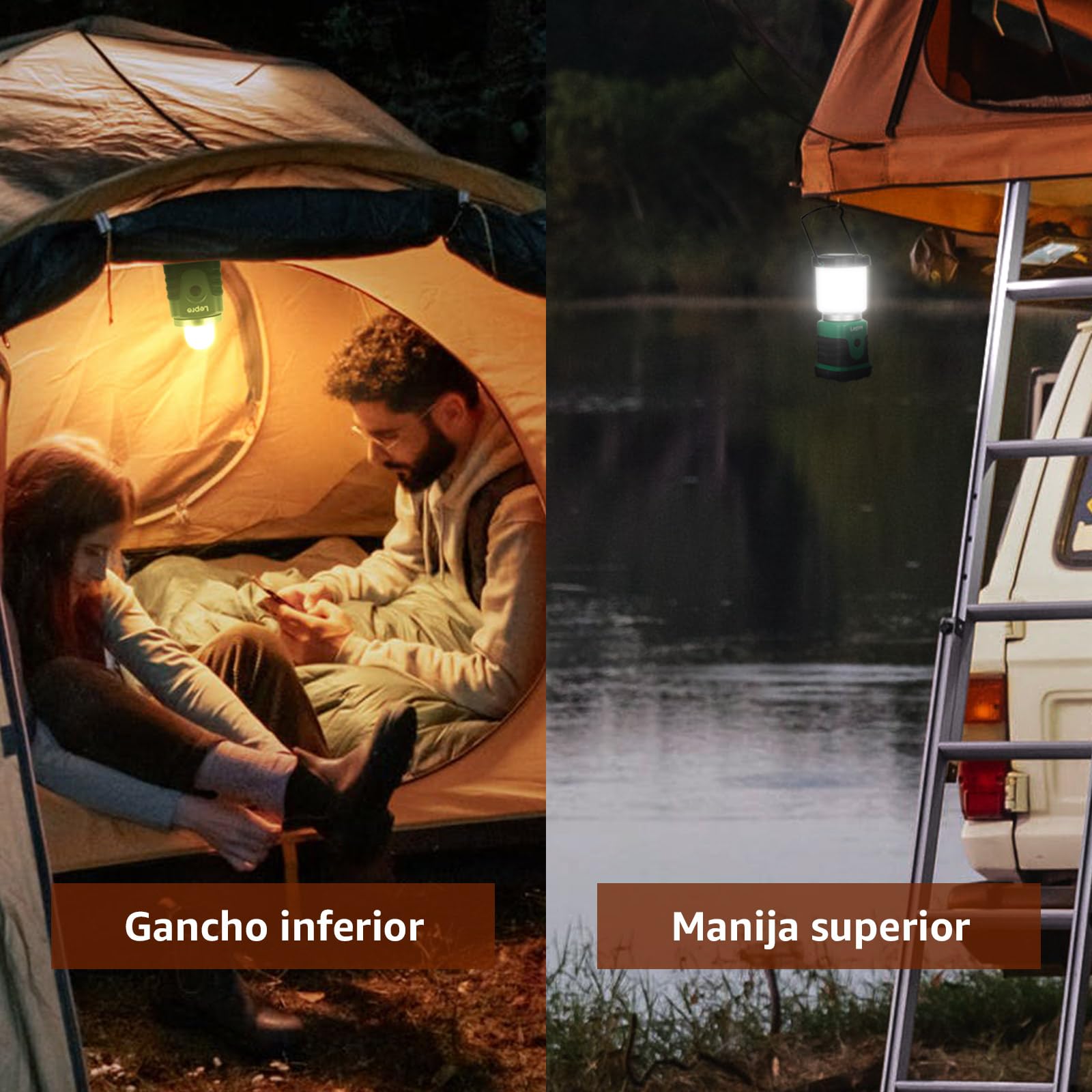 Lepro Linterna de Camping LED, Lámpara de Camping 350 lm (no incluida batería), Farol Camping Regulable 4 Modo de iluminación, Luz de Emergencia LED para camping, senderismo, pesca, etc, pack of 4