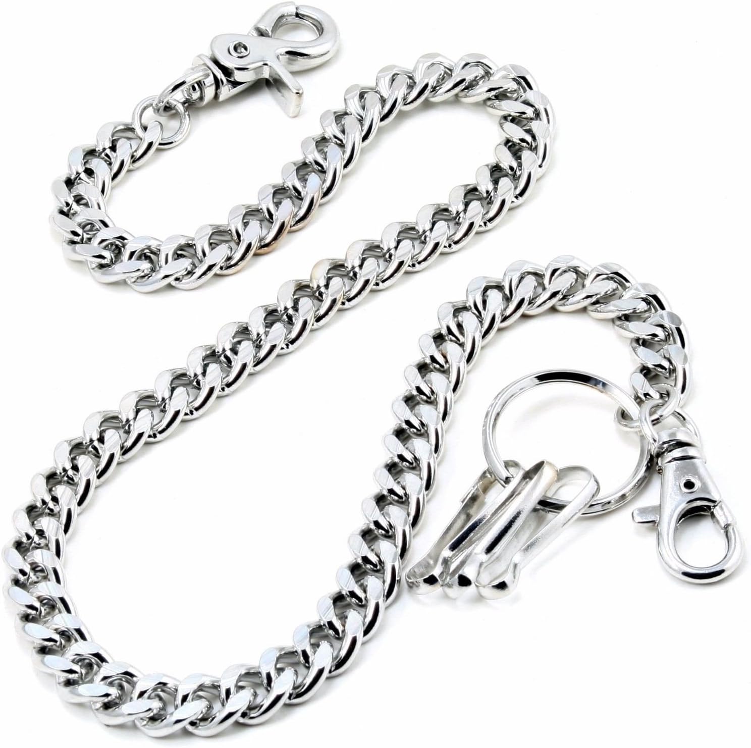 Double K Simple Strong Pocket Keychain with Both Ends Lobster Clasps and Extra Ring Keychain Wallet Chain (20inch)