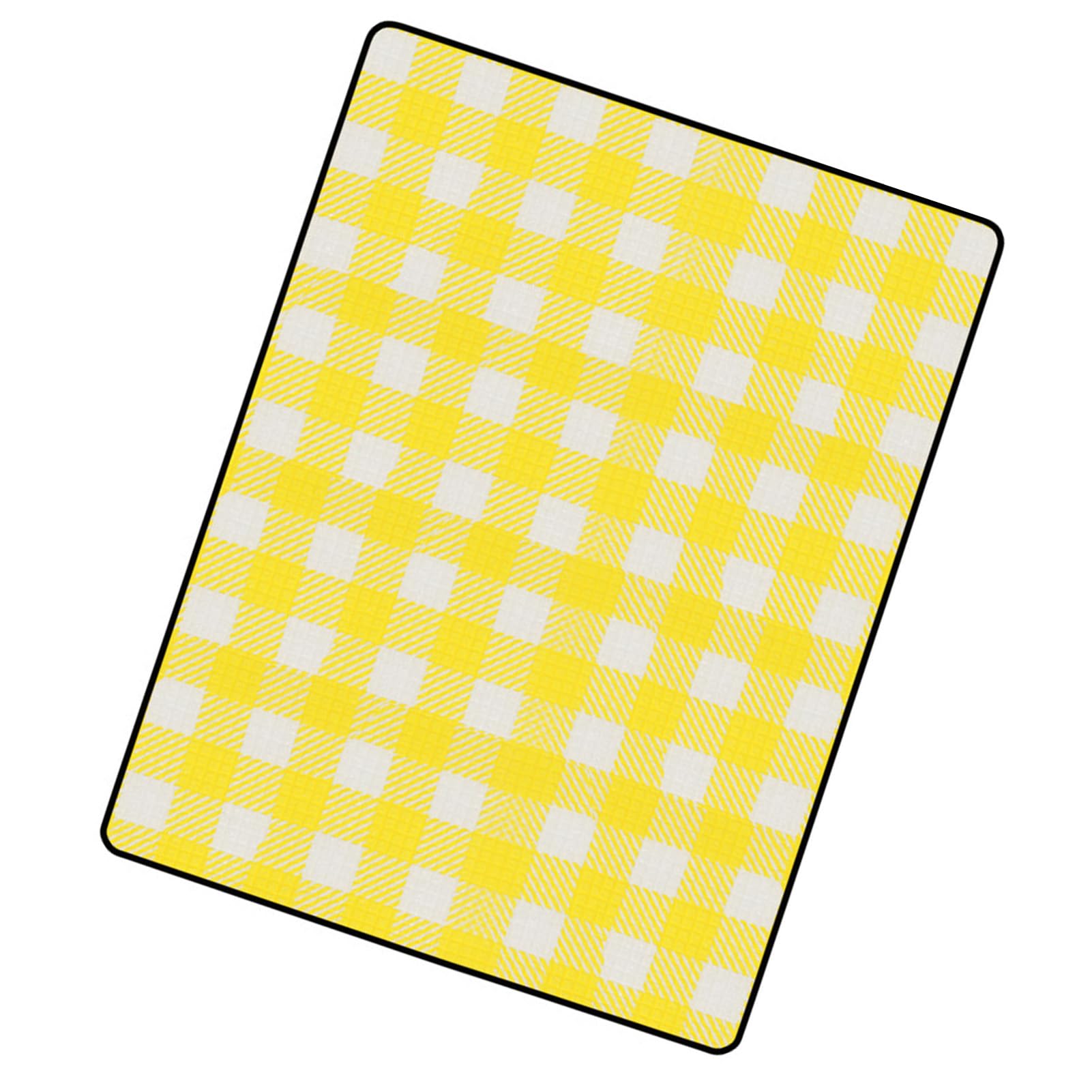 Esterilla de Picnic Impermeable con Estampado de cuadrículas Amarillas, Manta Gruesa para Acampar al Aire, Esterilla Plegable e aislada para picnics y acampadas en la Playa,
