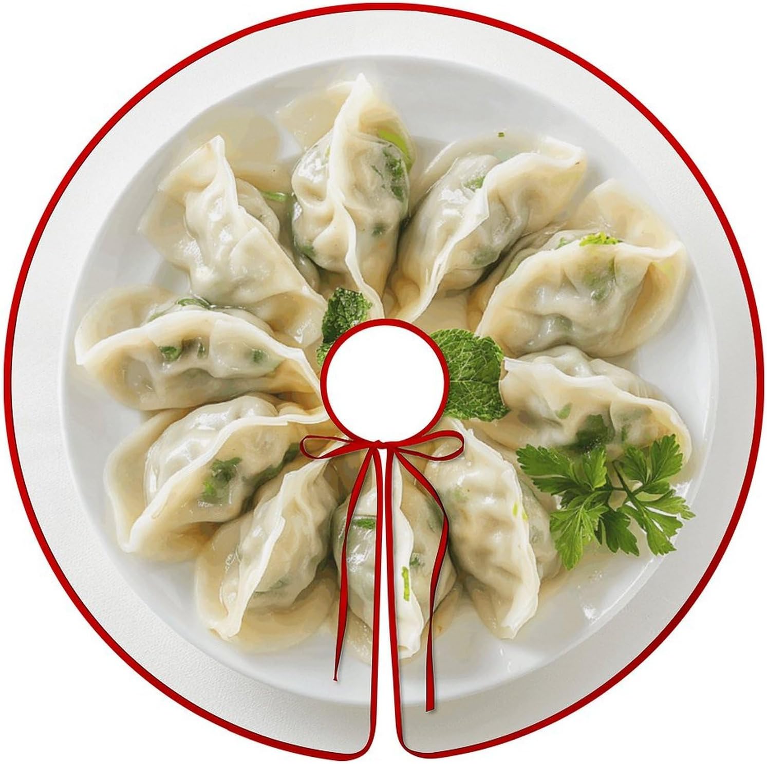 Christmas Tree SkirtA Plate of Dumplingsclassic Fashion Tree Skirt Painted Multifunctional Christmas Tree Skirt
