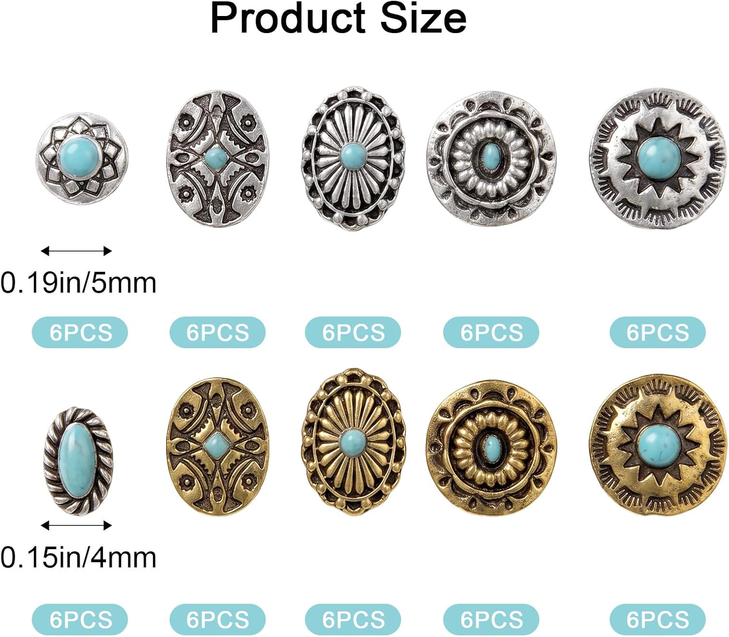 Amaxiu 60Pcs Western Nail Charms, 3D Vintage Cowboy Cowgirl Turquoise | Metal Nail Art Charms, Gold Silver Green, Retro Alloy Nail Gems, DIY Manicure Accessories