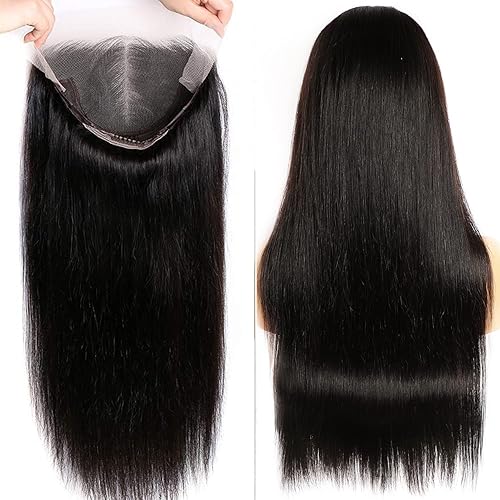 Miniatura 9 de Lemoda Pelucas de cabello humano lacio de 28 pulgadas con encaje frontal de 13 x 6 pulgadas, densidad del 180 %, peluca frontal de encaje