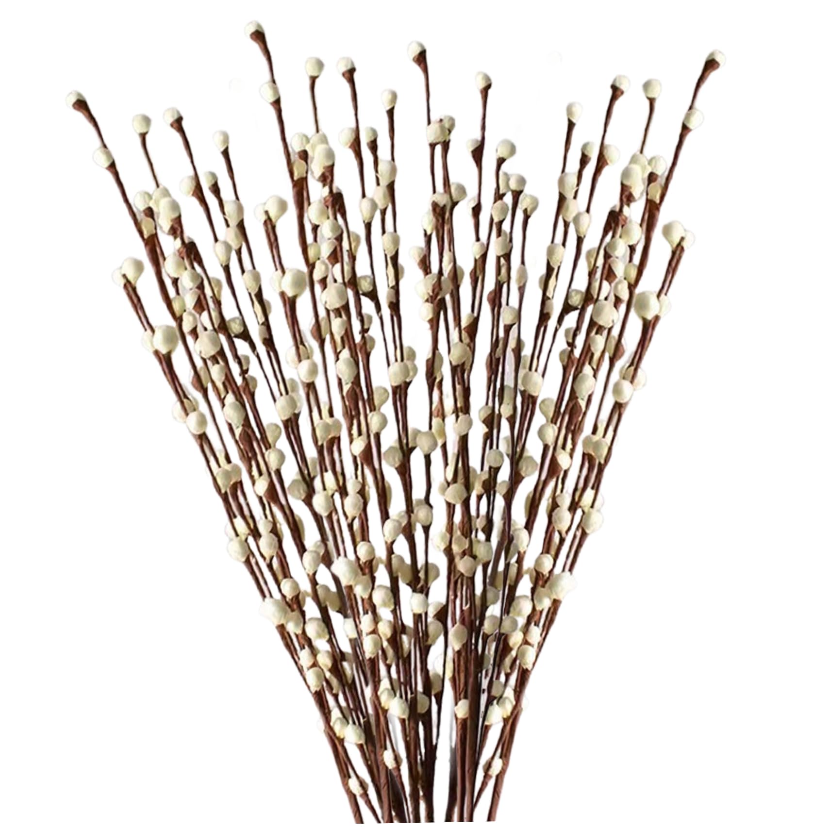 BEAHING Pussy Willow Branches for Vases, 14PCS/Bunch 33 Inch Long Stem Artificial Branches with White Flowers for Wedding Home Office Table
