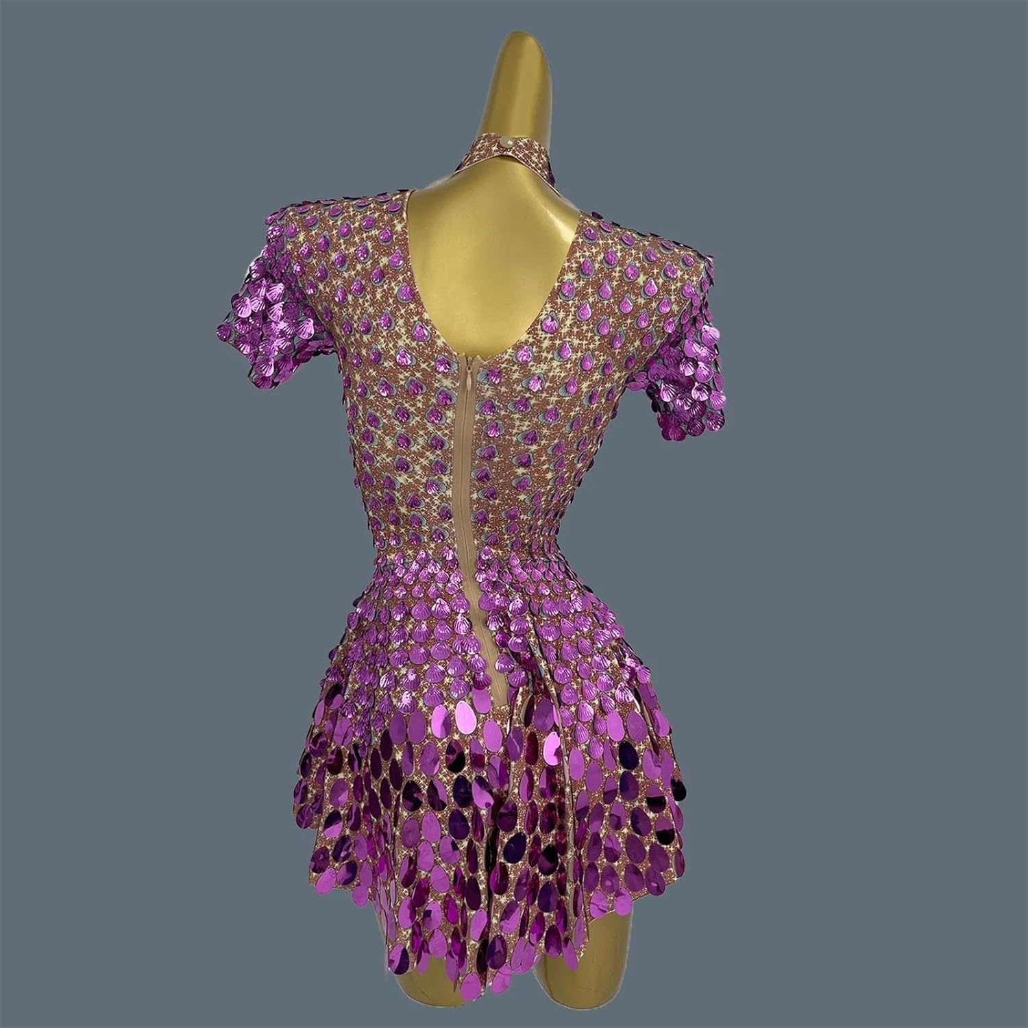 Women Sparkly Sequins Latin Dress Spring Stage Wear Outfit Fit for Birthday Prom Nightclub Dance Show