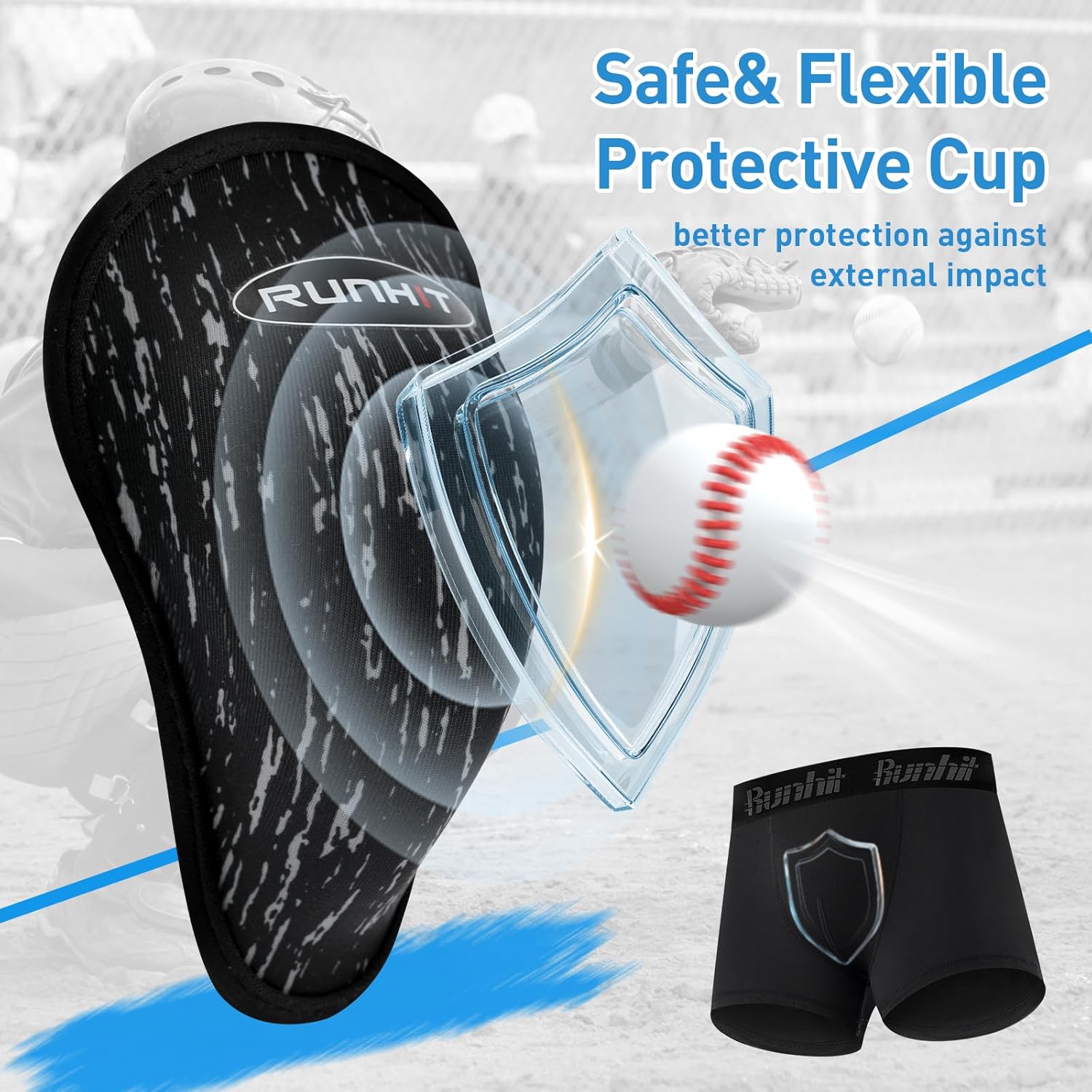 Runhit Boys Baseball Cup Underwear Football Cup Boxer Brief Youth Compression Shorts with Soft Protective Athletic Cup - Image 4