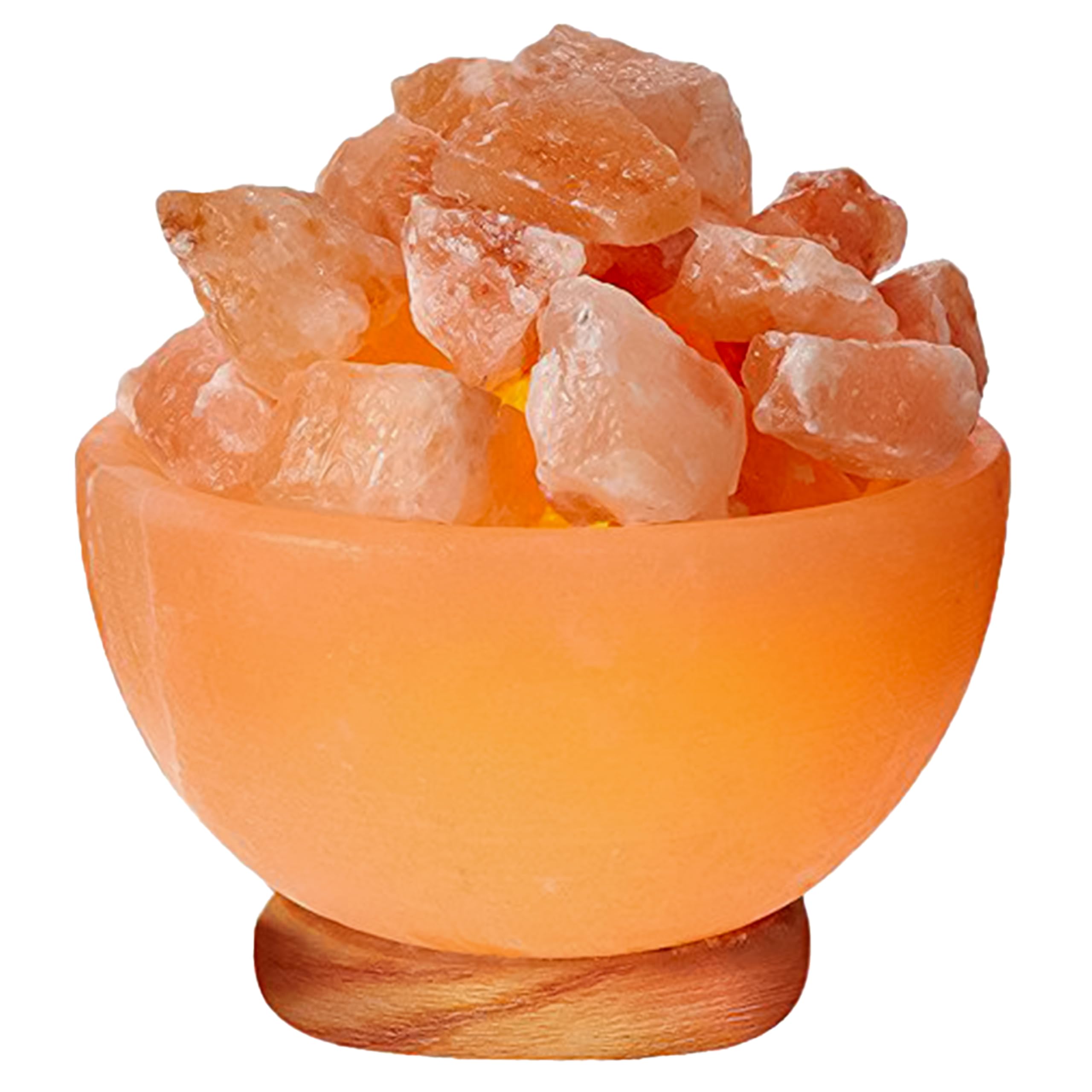 Himalayan Glow Natural Pink Salt Lamp Bowl with Crystal Chunks | Hand-Carved Himalayan Salt Lamp for Air Purification & Calming Ambiance | Home & Office Décor