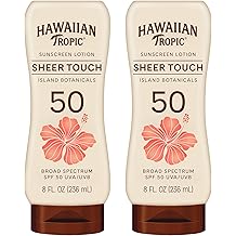 Hawaiian Tropic Sheer Touch Ultra Radiance Lotion Sunscreen SPF 50, 8 Fl Oz Twin Pack, Hawaiian Tropic Sunscreen SPF 50, Sunblock, Oxybenzone Free Sunscreen, Body Sunscreen Pack, 8 Fl Oz each