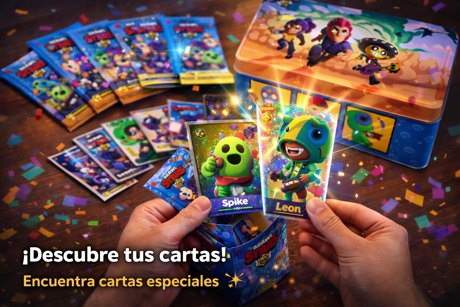 Panini Brawl Stars Pack Coleccionable, Collector's Tin + Megapack Inicio, 60+ Cartas, 9 Edición Limitada, Álbum y Deck Box