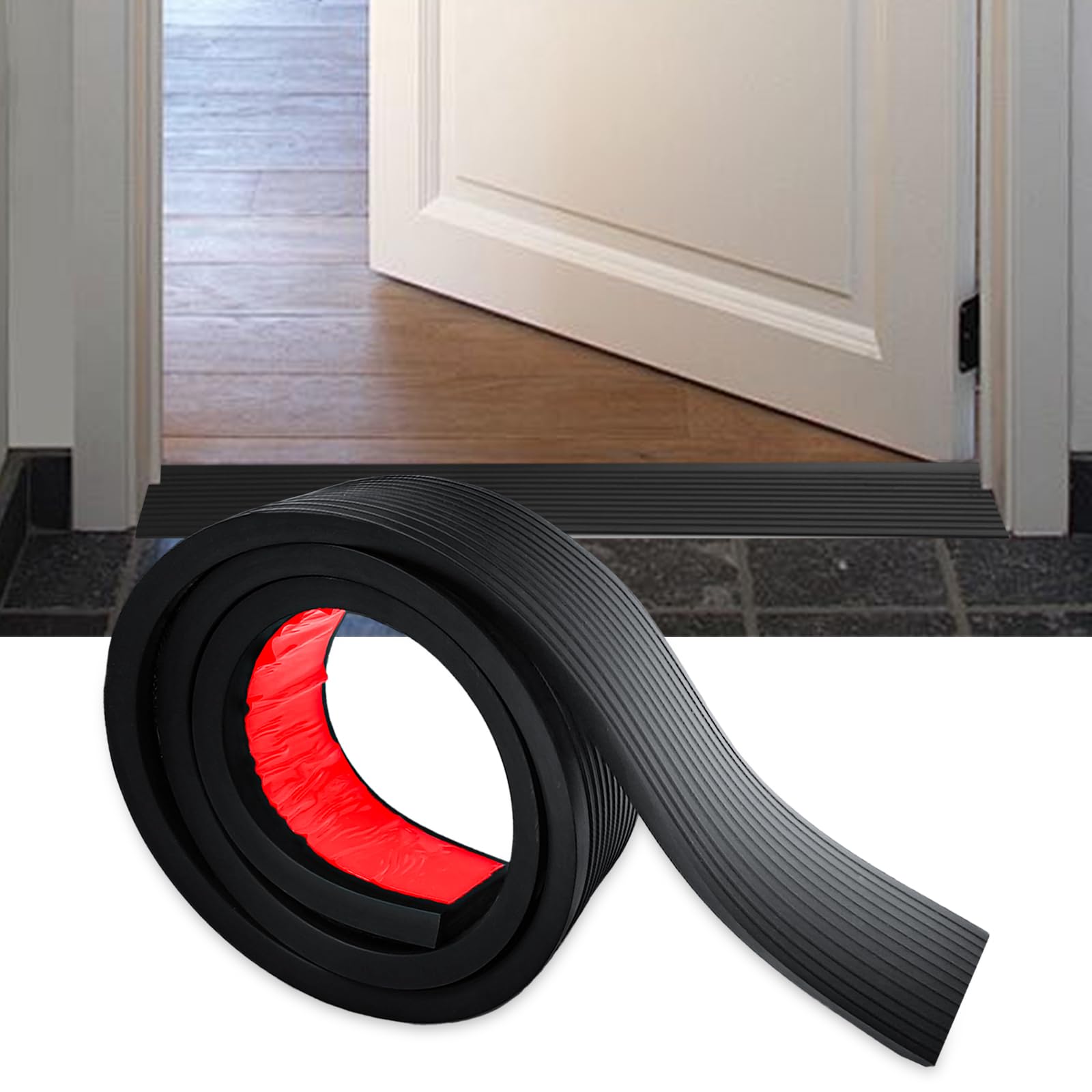 Rampa de Umbral de Puerta Autoadhesivo 100 * 8 * (1-3) cm, Antideslizante Goma Rampas para Silla de Ruedas, Cortable Perfil Transición Suelo para Garaje, Carrito de Transporte (2,0 cm-Altura, Negro)