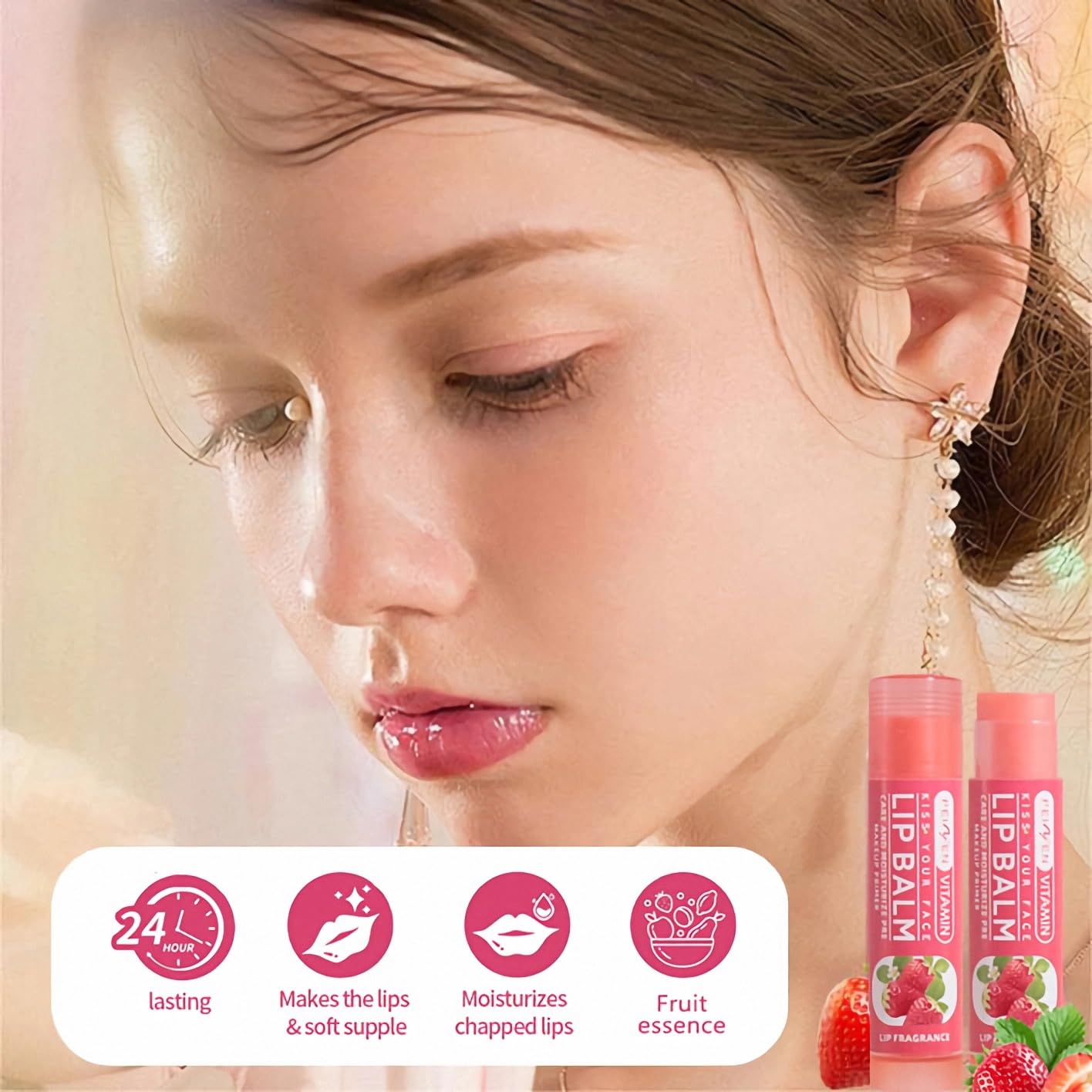 mercham 6 Pack Organic Lip Balm Set, Fruit Lip Repair Balm Multipack - Image 2
