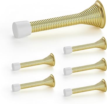 Ravinte Door Stoppers, 6 Pack Gold Spring Door Stops with Rubber Bumper