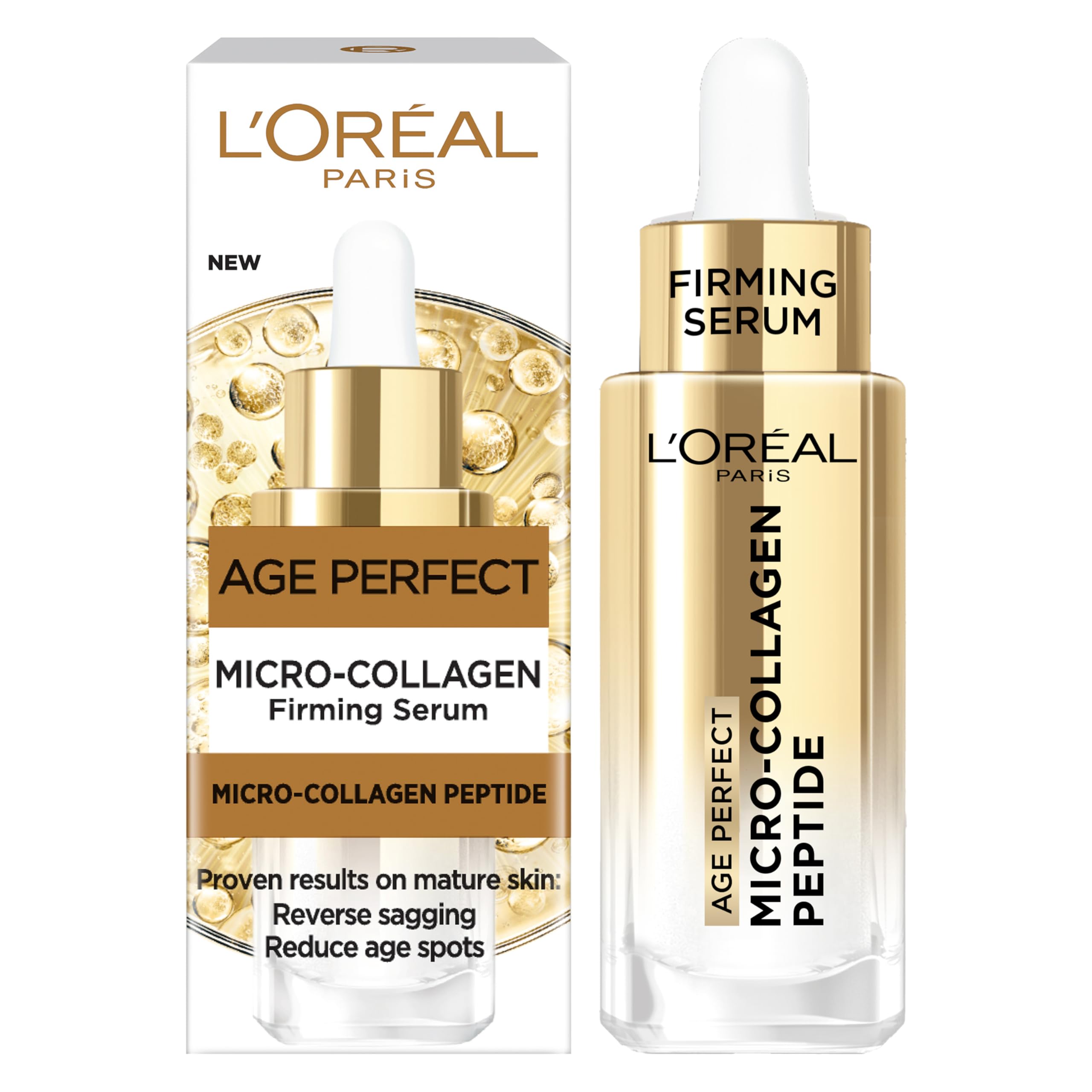 L'Oréal Paris Peptide Serum for Lifting, Age Perfect Micro-Collagen Rejuvenating & Lifting Serum, Firms Sagging Skin, Boosts Radiance & Reduces Age Spots, 30ml