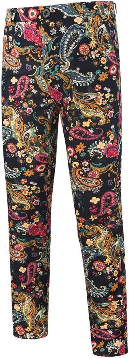 Cloudstyle Mens 2 Piece Print Suit Floral Party Dress Jacket Slim 2 Button Blazer Pants - Image 4