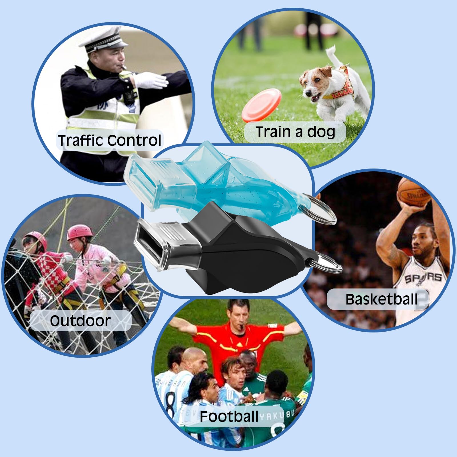 2 Pcs Silbato, Silbato Arbitro Profesional, Deportivos Silbato arbitro, Plástico Silbatos, Silbato Niños, Silbato Supervivencia, Unisex Fuerte, Silbato de delfín de Alta frecuencia No Nuclear