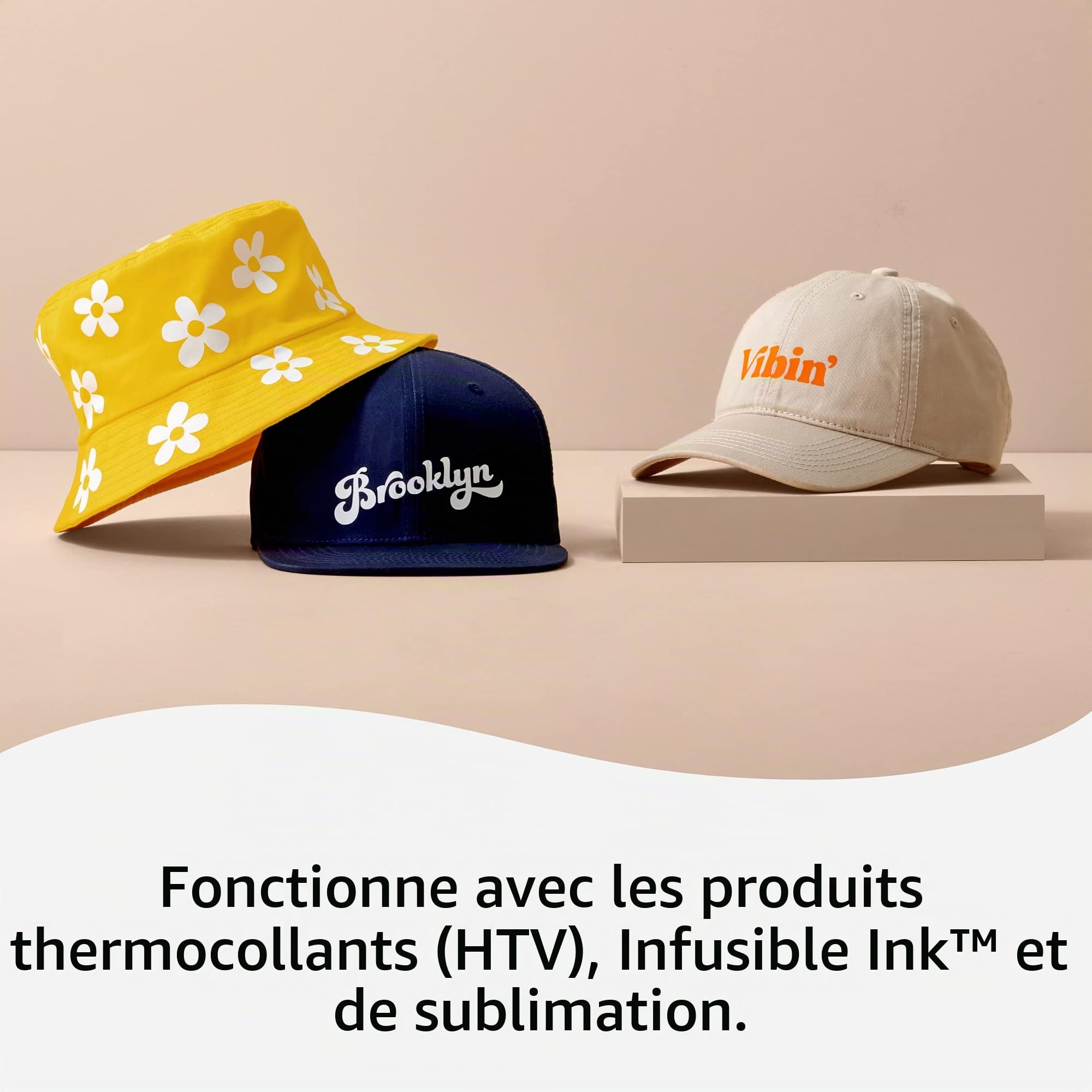 Cricut Presse à chapeau 12,7 x 7,6 cm - Presse à chaleur incurvée pour projets de chapeau et de casquette - pour une utilisation avec vinyle HTV, encre infusible et sublimation jusqu'à 204,4 °C