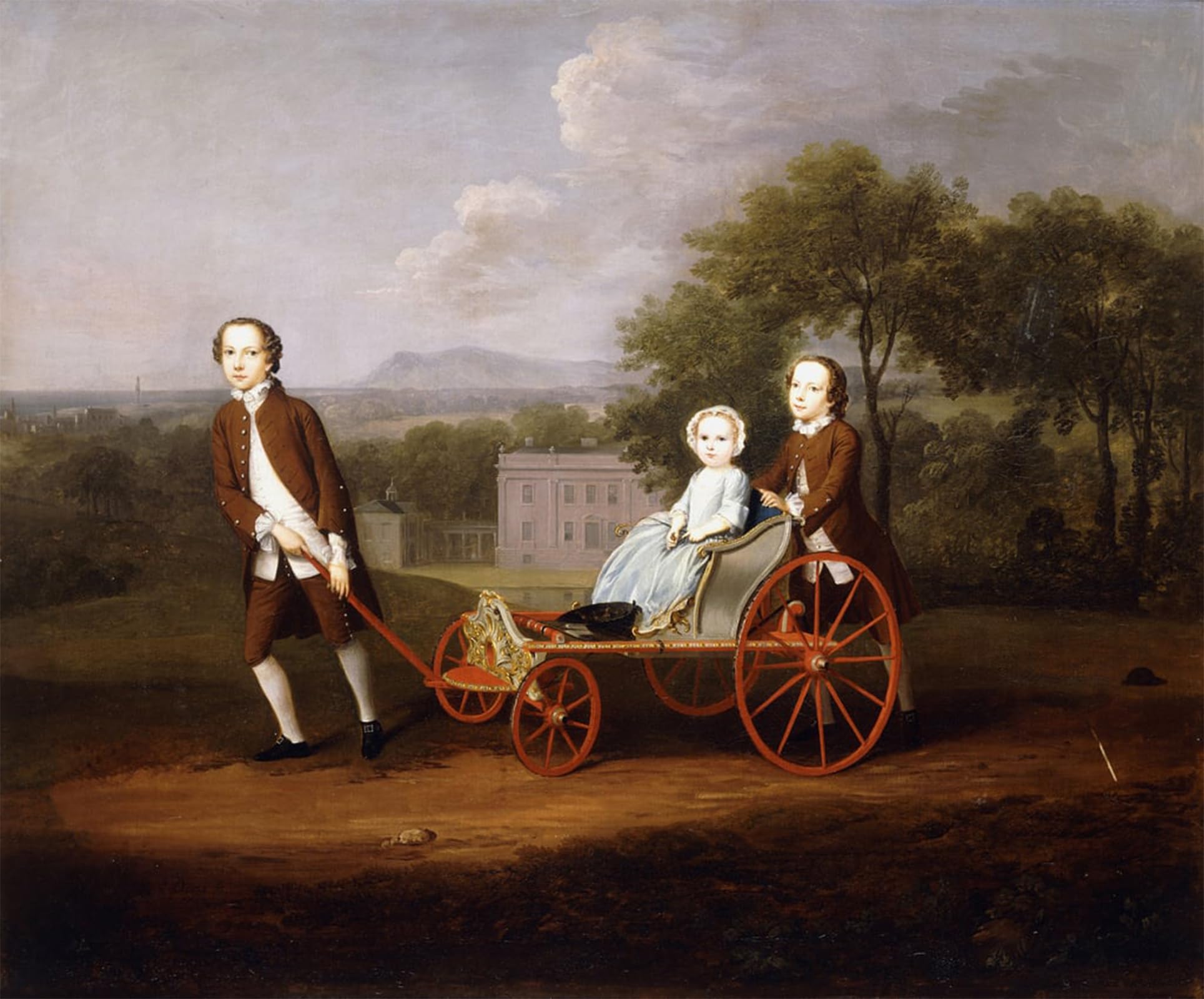 ARTXLXXBN Famous Art Print Poster Vintage Wall Art a Group Portrait of Three of the Children of Peter by Arthur Devis Canvas Art Poster for Home Decor 60x90cm
