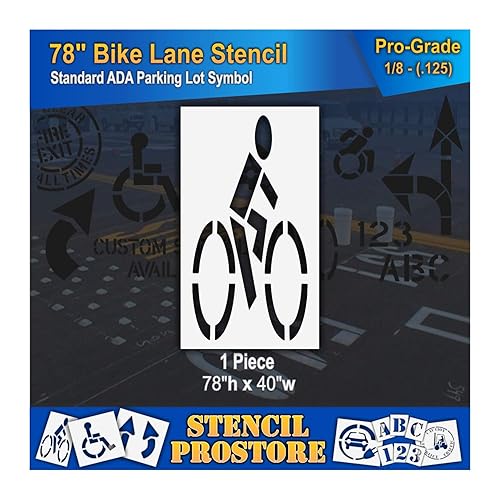 Plantillas de pavimento 78 pulgadas Carril de bicicleta o sendero de bicicleta 78 x 40 x 18 pulgadas (128 mil) Grado profesional Plantillas de pavimento 78 pulgadas Carril de bicicleta o sendero de bicicleta 78 x 40 x 18 pulgadas (128 mil) Grado profesional