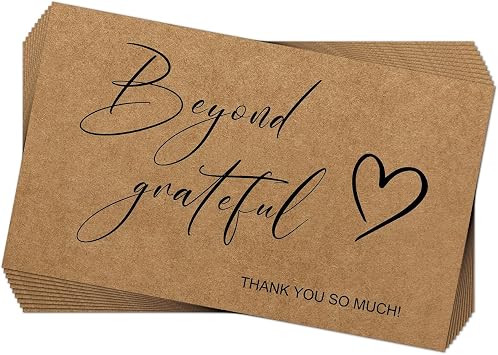 50 PCS Thank You Cards, 2x3.5 Inch Kraft Minimalistic Design, Thank You Notes for Wedding,Bridal Shower, Business, Baby Shower, Small Business, Funeral, Graduation #5