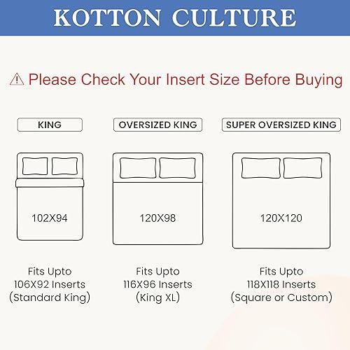 Miniatura 8 de Kotton Culture Funda de edredón de gran tamaño King con volantes de diamantes, 3 piezas, 100% algodón egipcio, transpirable para todas las