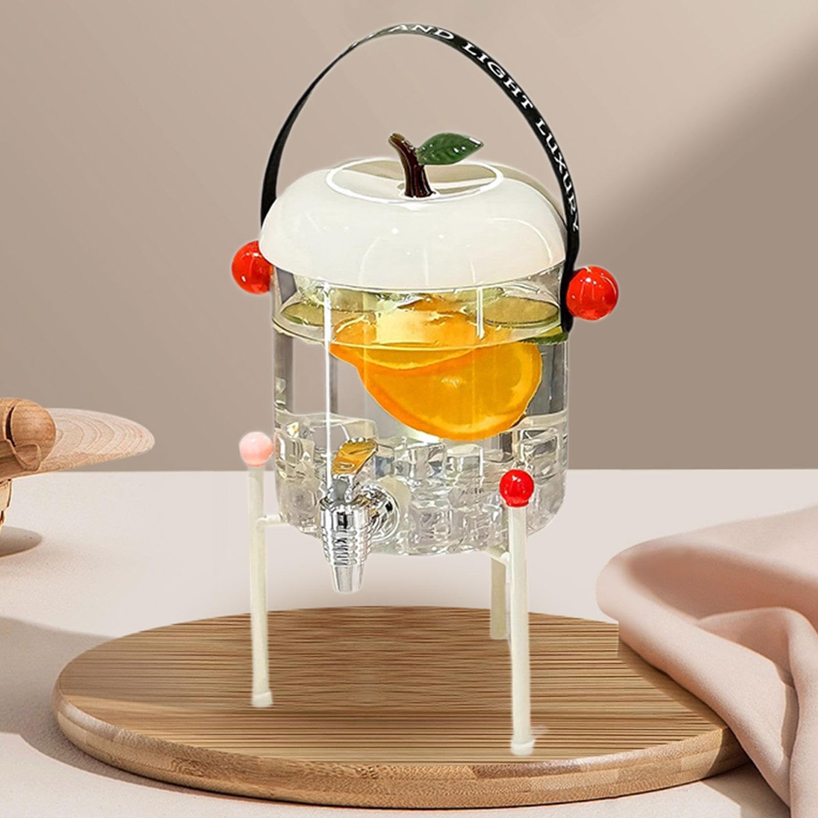 MERIGLARE Dispensador de Bebidas Jarra Grande para Nevera Contenedor de Líquidos con Grifo de Vidrio Resistente Y Soporte Estable Adecuado para Reuniones Famil, do, Individual