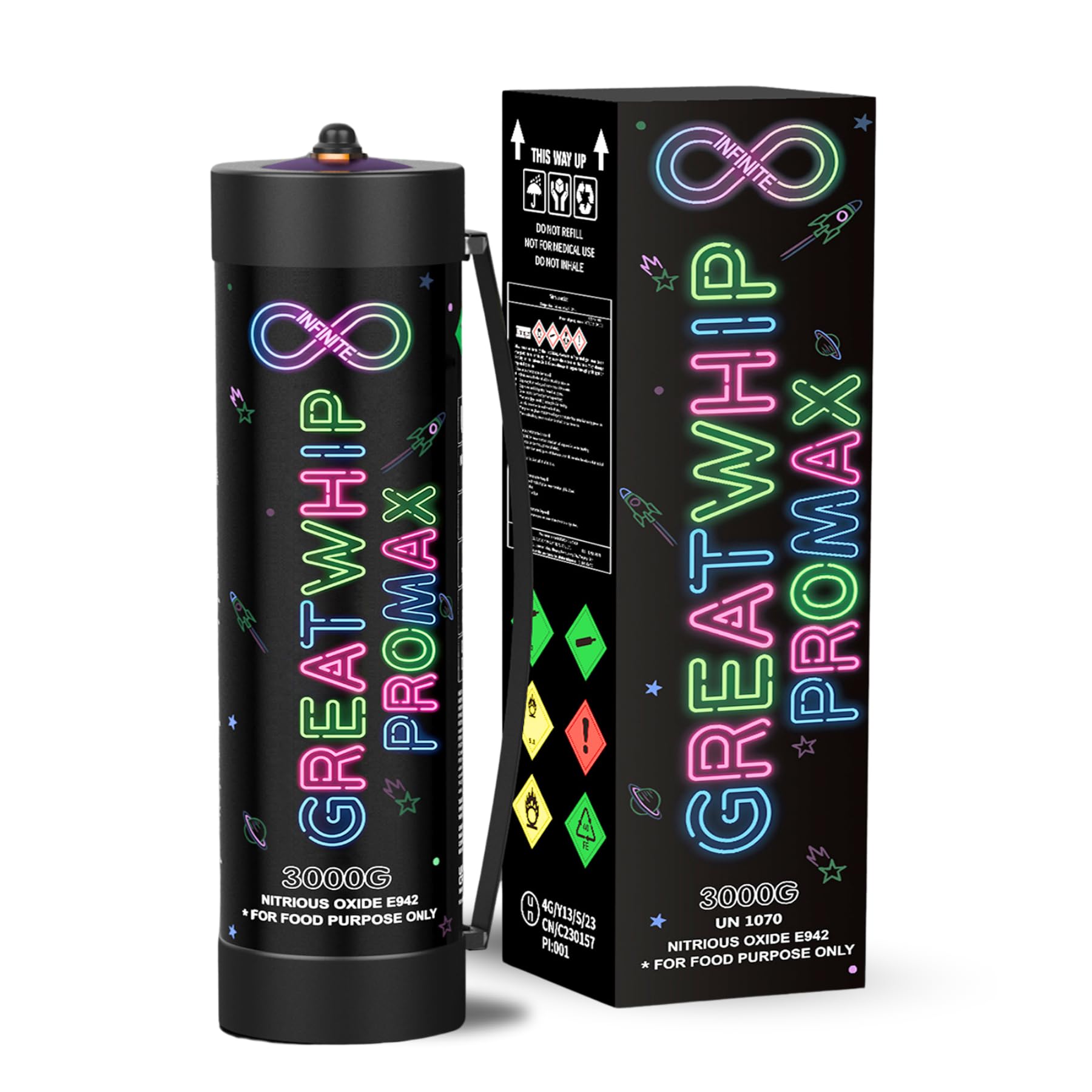 GreatWhip 3000g Whipped Cream Chargers Original Kitchen Cylinder Charger 4.4L Compatible with Cream Whippers, 1 Cylinder