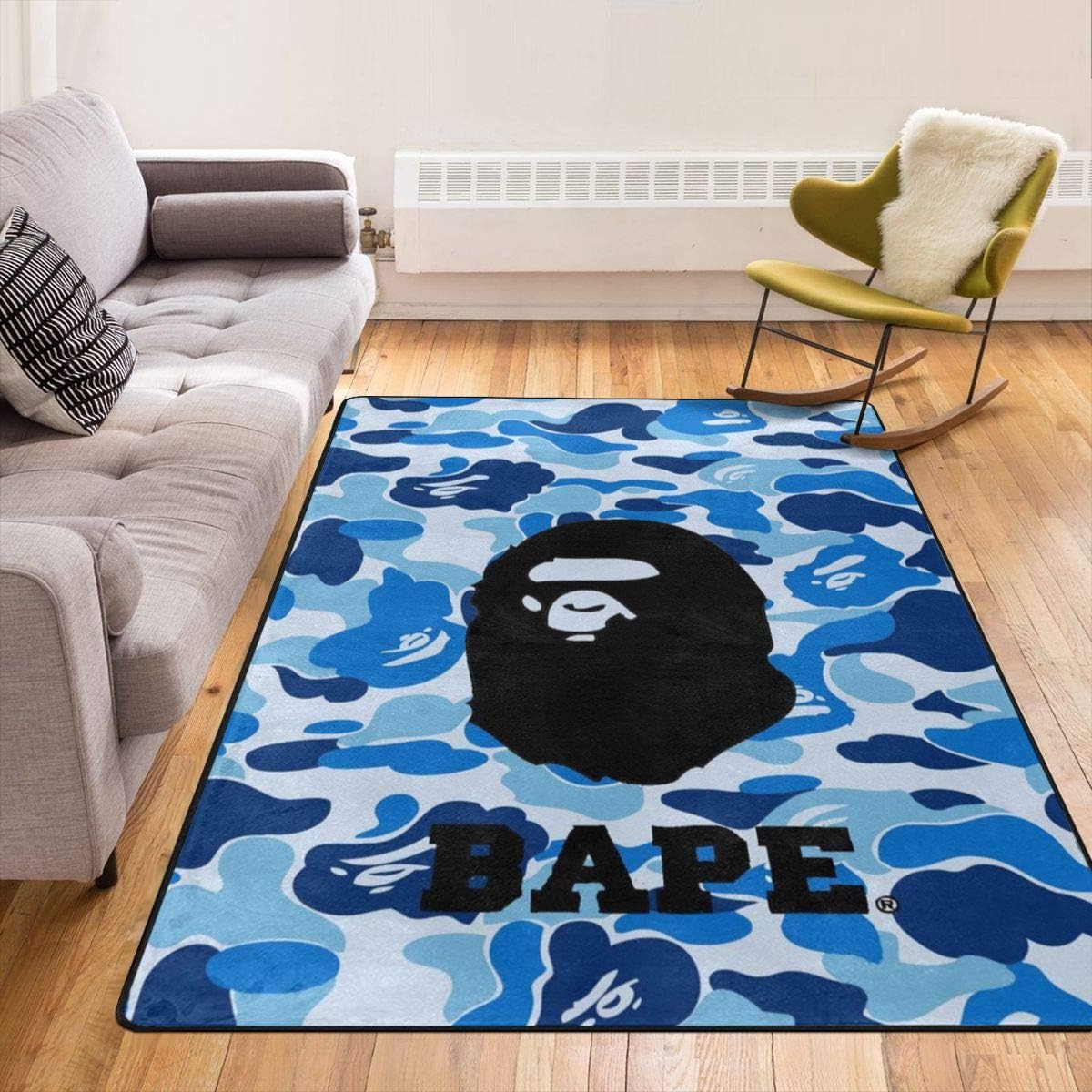 Blue Camo Logo Rug Modern Area Rug, Bathroom Mat, Kuwait Ubuy