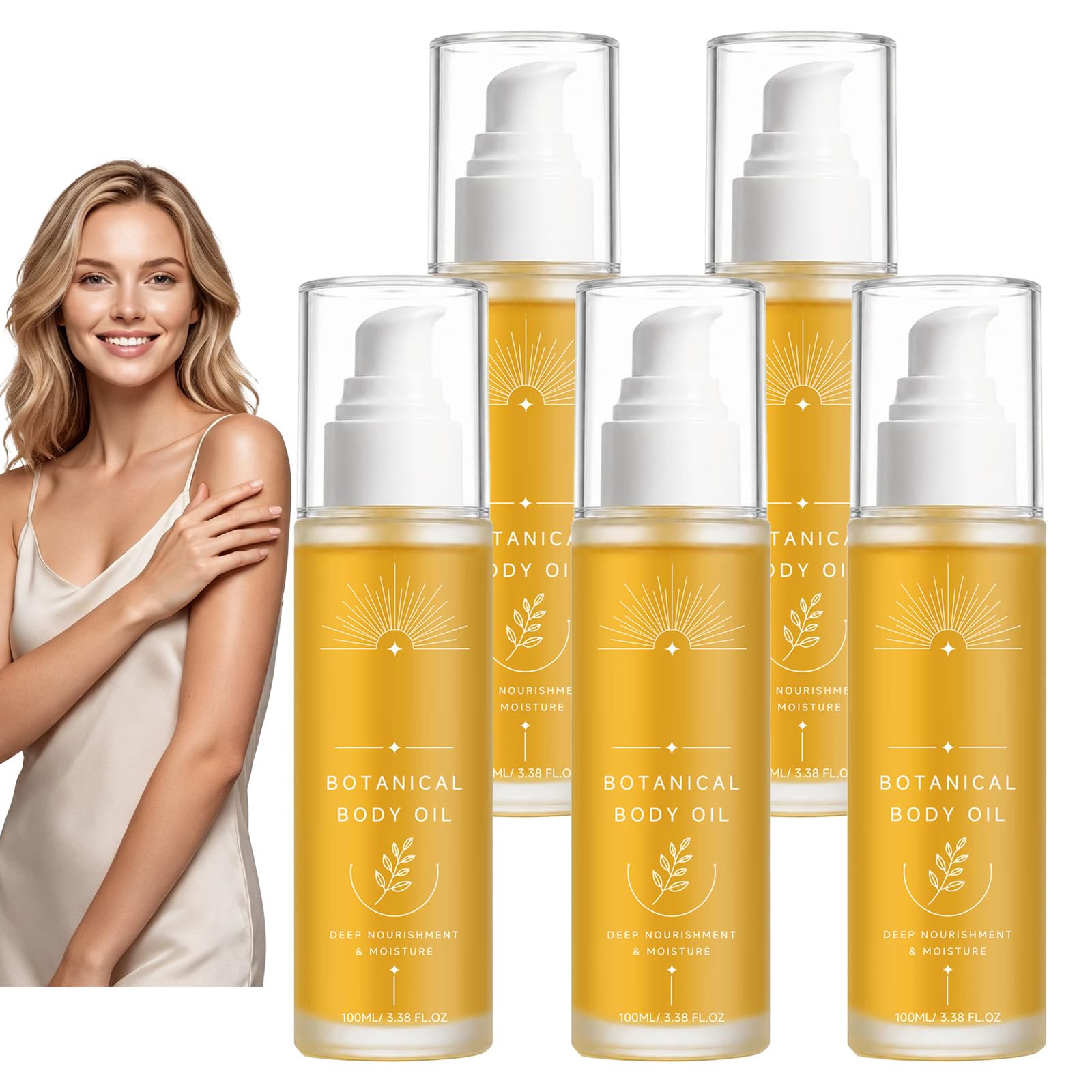 Olio corpo botanico rassodante leggero per una pelle dall'aspetto più levigato, olio da massaggio rassodante non grasso a rapido assorbimento, siero corpo idratante per un nutrimento profondo (5PCS)