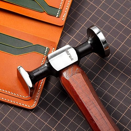 Miniatura 8 de WUTA Martillo de cuero doble cabeza zapateros martillo espejo pulido mazo de acero al carbono para herramienta profesional de artesanía de cuero