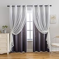 Vista 12 de Cortinas opacas con estrellas de Anytime para habitaciones de niñas, cortina de princesa para habitación de hija, ventana de dormitorio