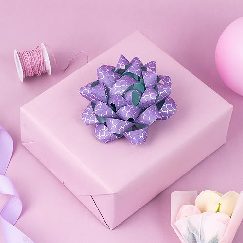 Miniatura 9 de RUSPEPA - Surtido de lazos de regalo de papel de doble cara - Diseño de sirena, verde y morado para primavera, vacaciones, cumpleaños, boda, baby