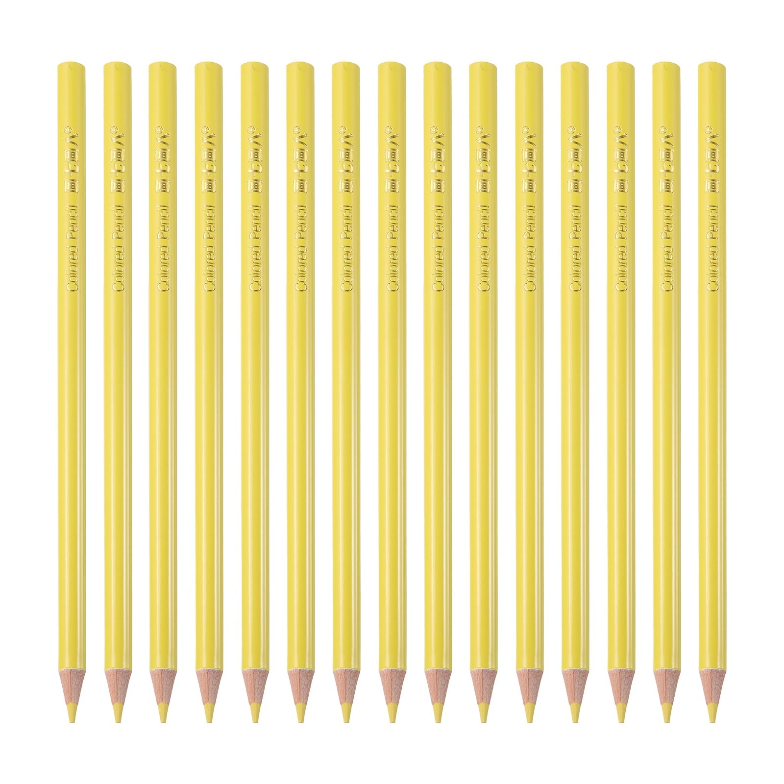 sourcing map 15 PCS Colored Pencils Set, Wooden Oil Based Colored Drawing Pencils for Artists Art Supplies for Teens Adults, Lemon Yellow