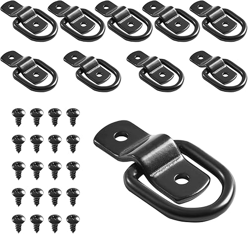 Miniatura 10 de Lonffery Paquete de 4 anclajes de amarre de anillo en D empotrados (capacidad de 6,000 libras), kit resistente para remolque o entregas