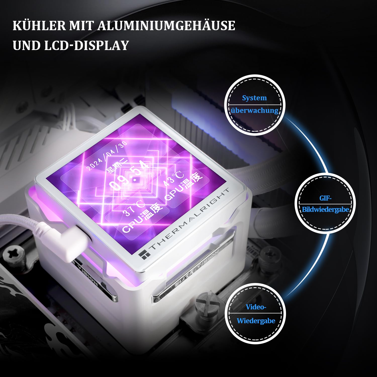 Thermalright Elite Vision 360 ARGB - Radiatore CPU AIO con schermo LCD IPS 320x320, per AM5 & Intel 1700/1851, CPU raffreddata ad acqua con display a cristalli