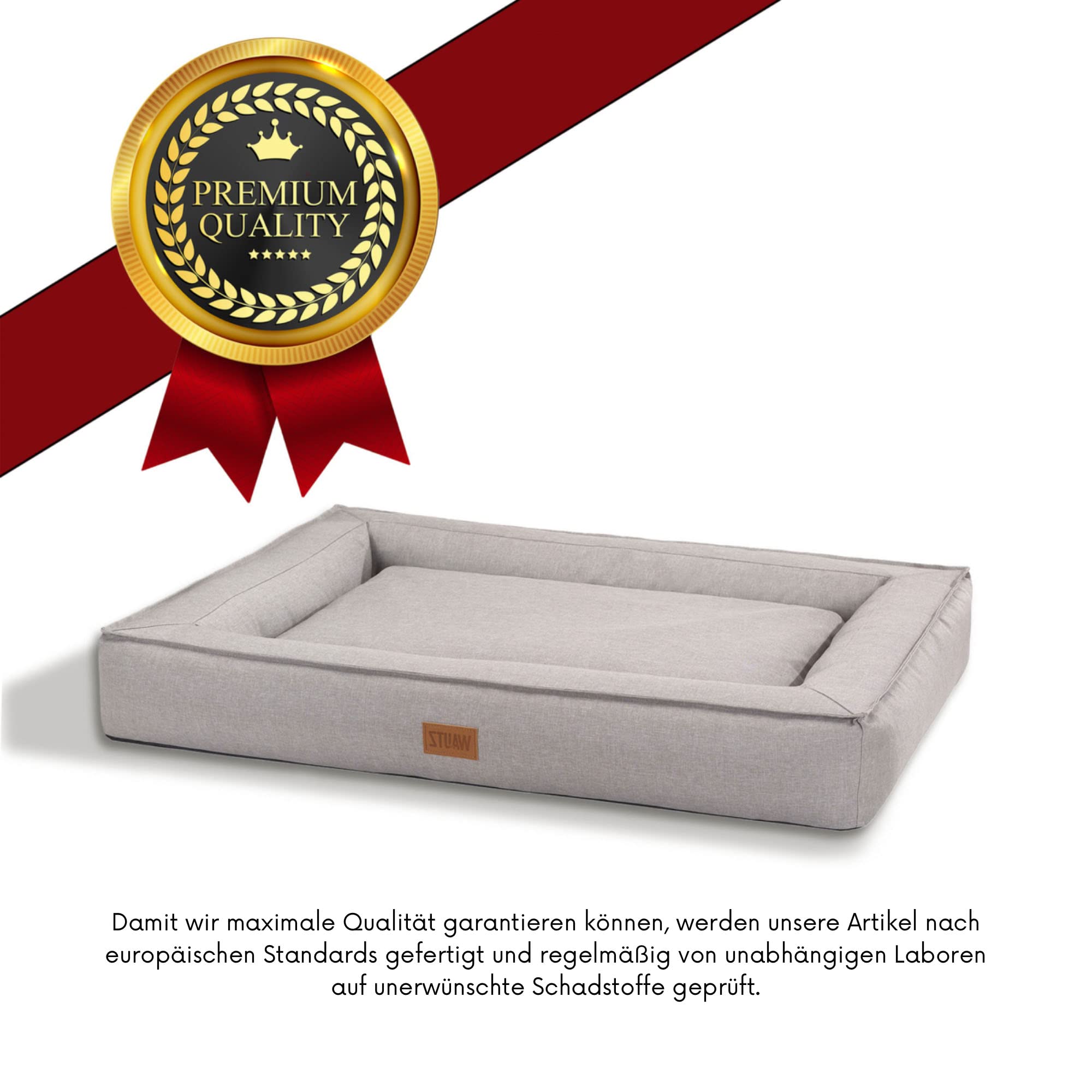 MSS e.K. Hundebett BOXBED 105 x 80 cm XL in Beige Hundekorb mit abnehmbaren Velours-Bezug und weicher Polsterung waschbares Hundekissen 105 x 80 x 19 cm Hundematte Hundesofa Welpenbett