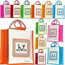 Anumala Jute World® Eco-Friendly Multicolor Tribal Print Canvas Jute Tote Bag – Multipurpose Canvas Handbag for Lunch, Shopping, Gifting & Daily Use (10x11x5) Inches