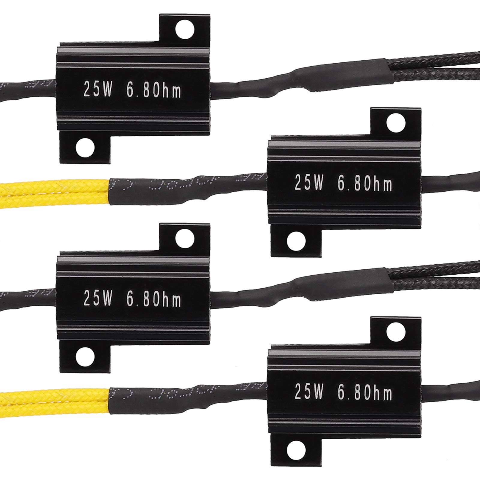 Yungingcar Resistenze Di Carico LED 25W 6 Ohm - 2 Pezzi, Antiflash Per Luci LED, Elimina Codice Errore E Hyper Flash Per Frecce E Targa