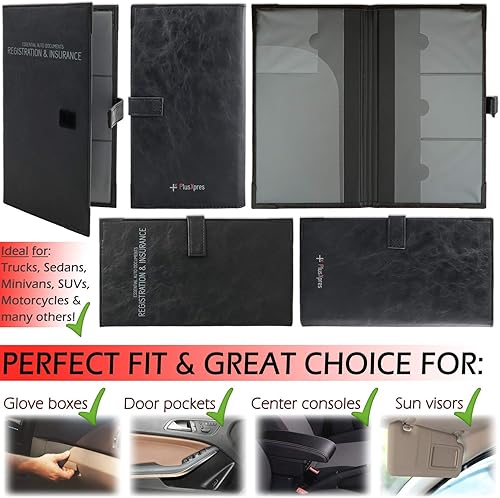 Miniatura 6 de Soporte para tarjetas de registro y seguro de automóvil, organizador de documentos para guantera de vehículo, soporte esencial para documentos para