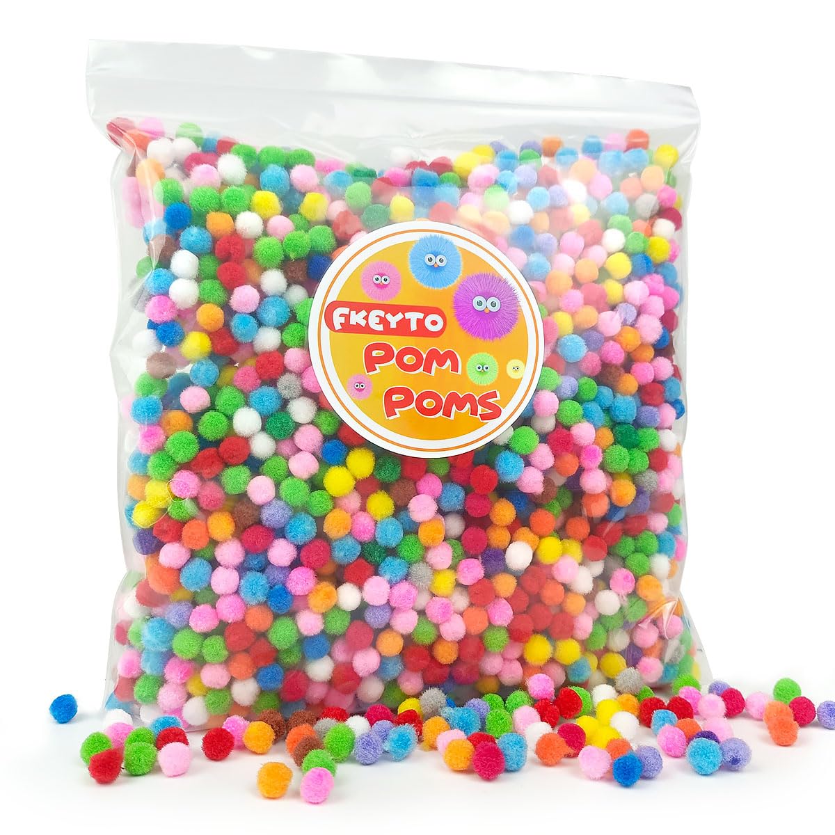 2000pcs Mini Pom Poms for Crafts,6 mm Pom Poms in Bright & Bold Assorted Colors, 0.23 Inch Pompoms for Arts