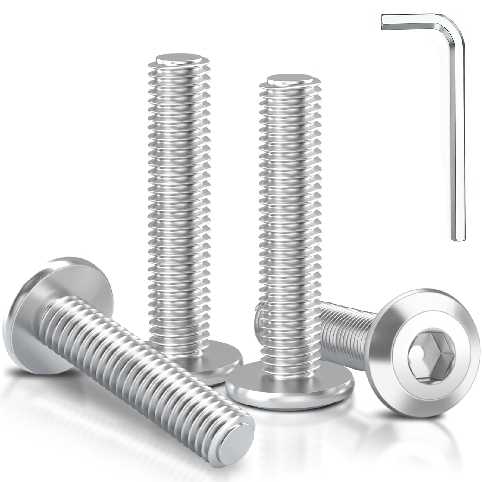 M6 Bolts, M6 x 30mm Hex Socket Flat Head Bolts/Screws - 304 Stainless Steel Hex Long Socket Screws (Pack Of 30)