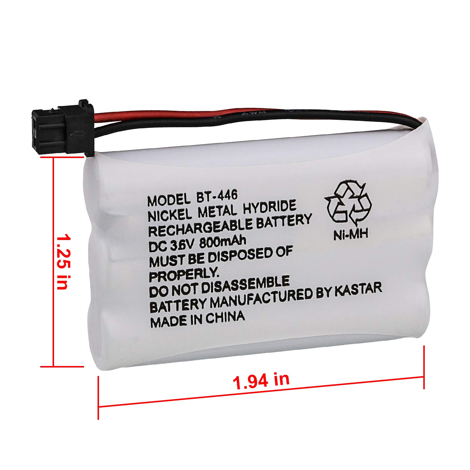 Rechargeable Replacement Bt-446 Battery for Uniden Cordless Phone DC 3.6V 800 mAh