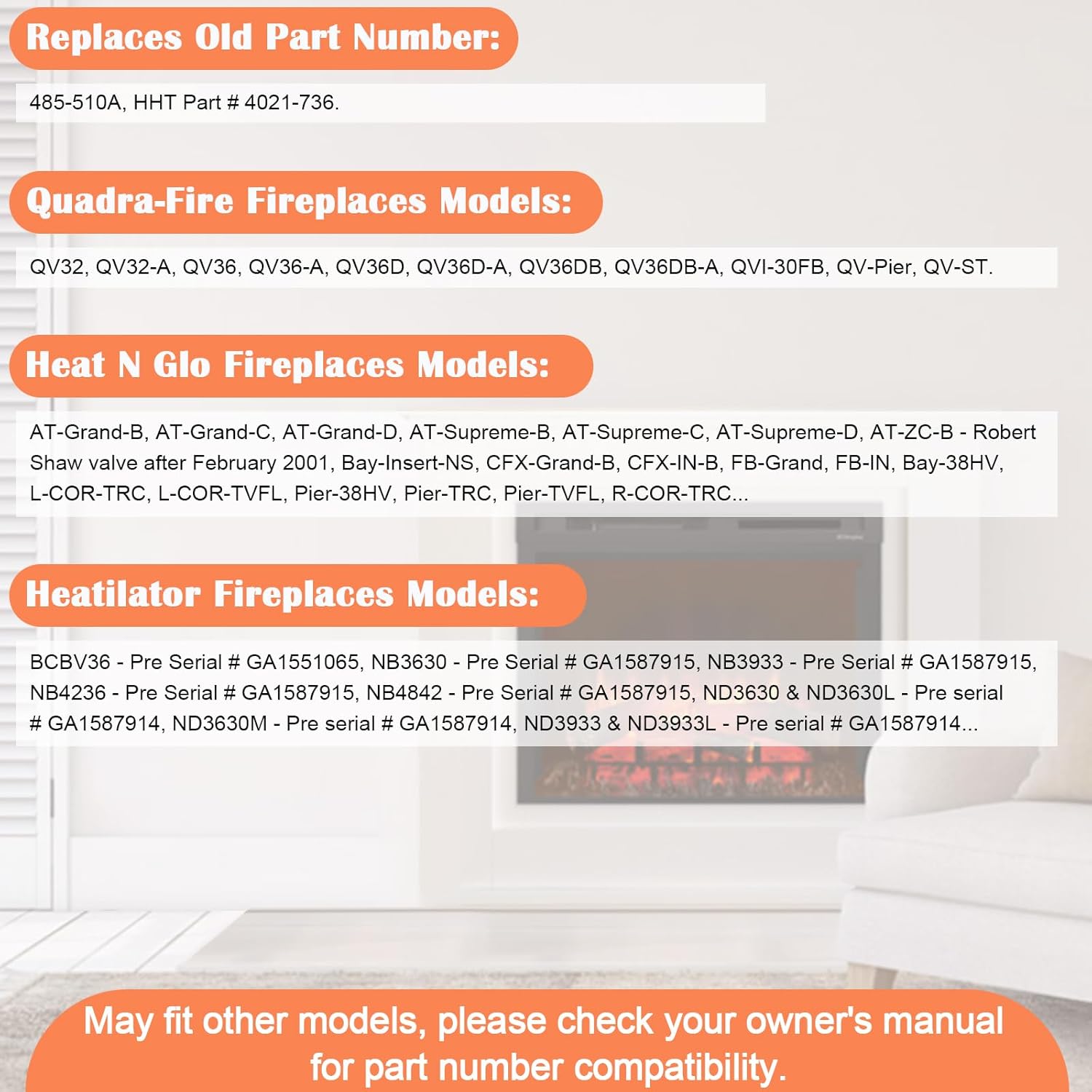 Hiorucet 4021-736 Natural Gas (NG) Pilot Assembly Kits for Heatilator, Heat N Glo, Quadrafire Fireplaces Parts, Heat N Glo 485-510A Pilot Assembly with Thermocouple, Thermopile and Pilot Tubing.