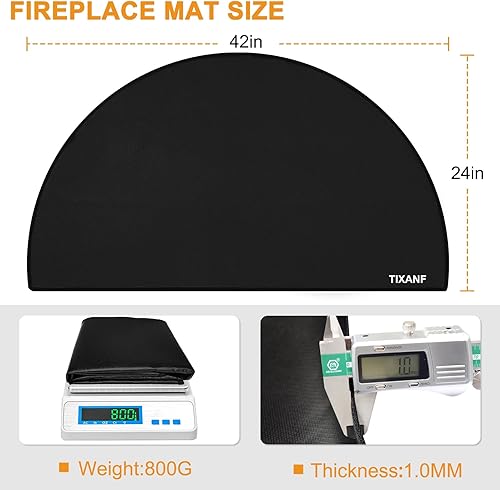 Miniatura 2 de Tapete ignífugo para chimenea, 24 x 42 pulgadas, 4 capas de fibra de vidrio, tapete ignífugo de fibra de vidrio a prueba de fuego, alfombra de
