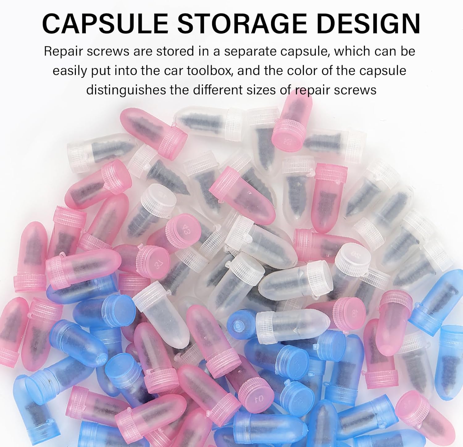 100PCS Tire Screw Plug Repair Kit,Self-Service Tire Repair Kit Includes 3 Sizes of Screw in Tires Plugs & Screwdriver for Quick Repairs,Professional Tires Repairs Rubber Nail