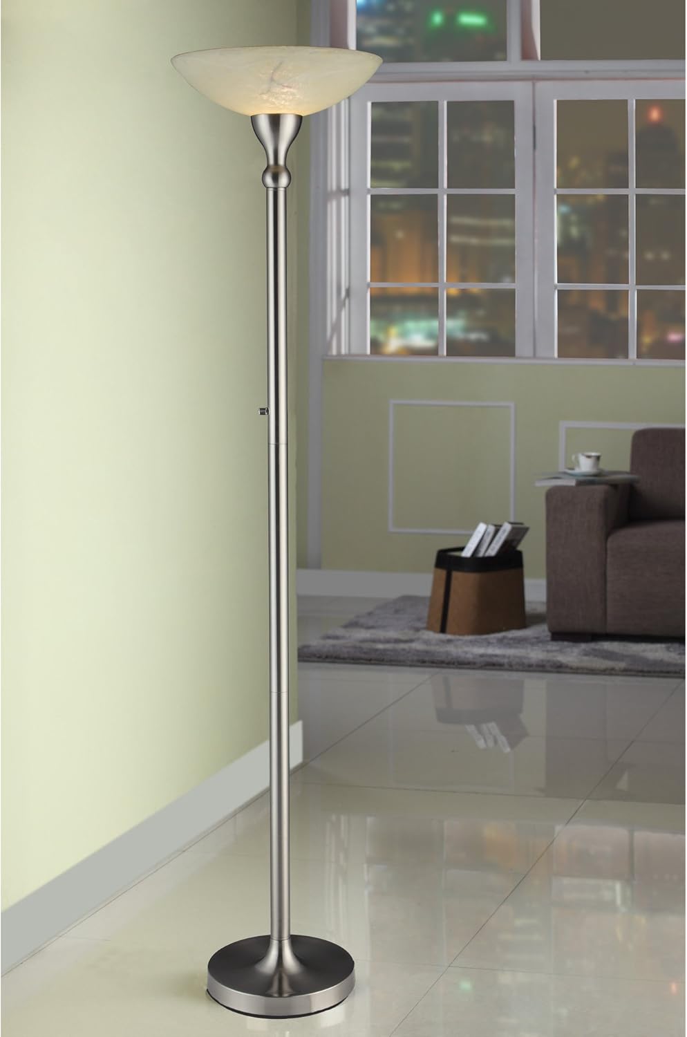 Bеѕt Rеvіеw Artiva USA 71-inch Compact Fluorescent Torchiere Floor Lamp with Hand-Painted Alabaster Glass Shade