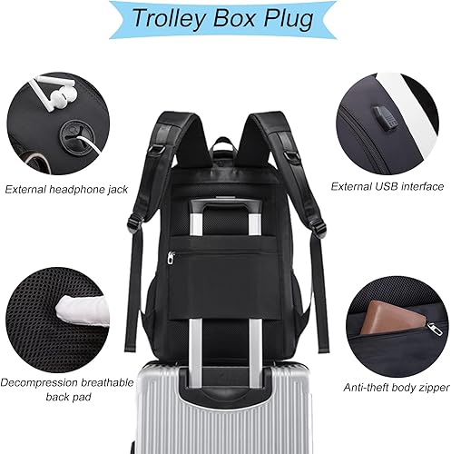 Miniatura 3 de MATEIN - Mochila de viaje para laptop de 173 pulgadas aprobada por vuelos de negocios con puerto de cargador USB y funda de equipaje mochila