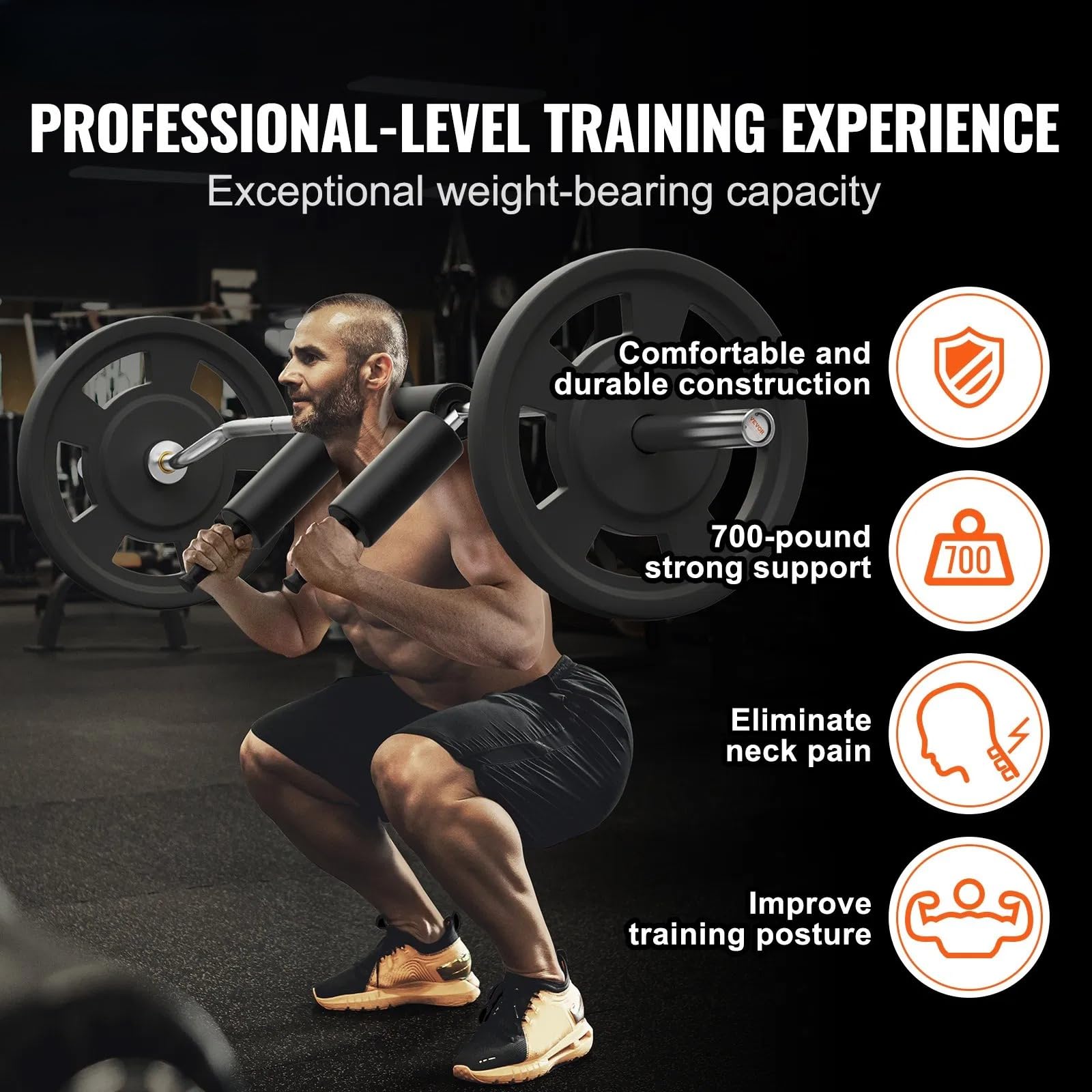 INXXCOROO Safety Squat Bar, 700 LBS Fitness Squat Bar, Safety Squat Bars Attachment with Shoulder and Arm Pads, 28mm Diameter Weight Bars, Ideal for Front Squats, Lunges, Rehab, Physical Therapy